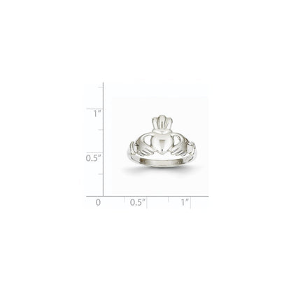 14K Weißgold Ring mit Claddagh-Motiv, poliert