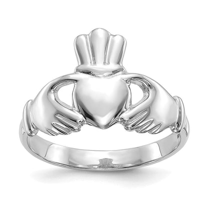 14K Weißgold Ring mit Claddagh-Motiv, poliert