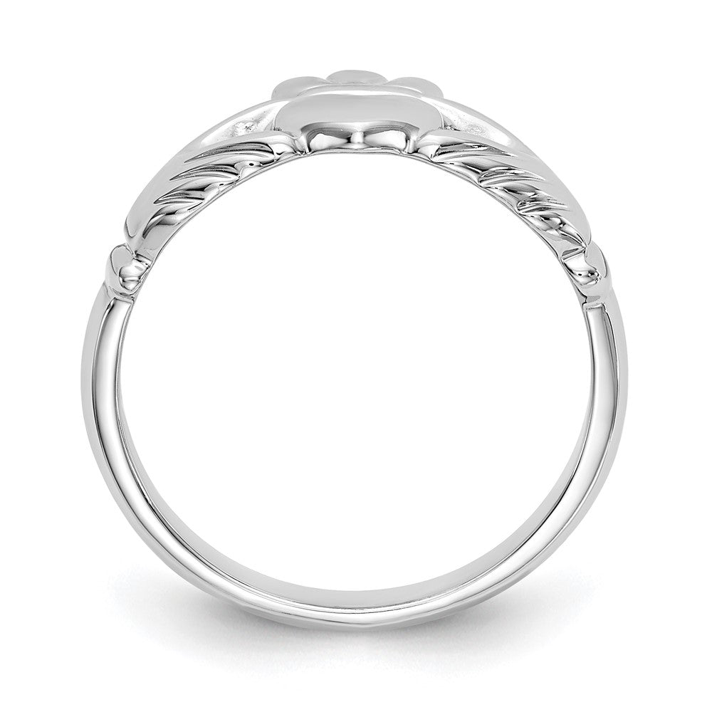 14K Weißgold Herren-Claddagh-Ring, poliert