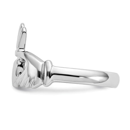14K Weißgold Herren-Claddagh-Ring, poliert