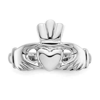 14K Weißgold Herren-Claddagh-Ring, poliert