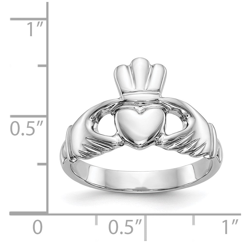14K Weißgold Herren-Claddagh-Ring, poliert