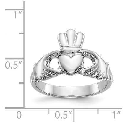 14K Weißgold Herren-Claddagh-Ring, poliert