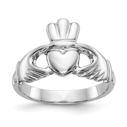 14K Weißgold Herren-Claddagh-Ring, poliert