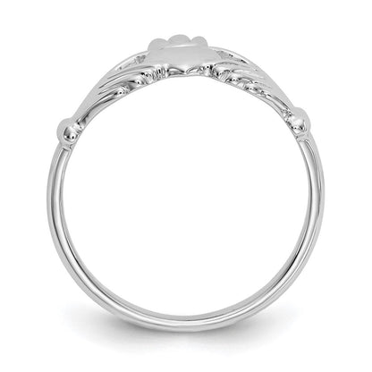 14K Weißgold Claddagh-Ring, poliert