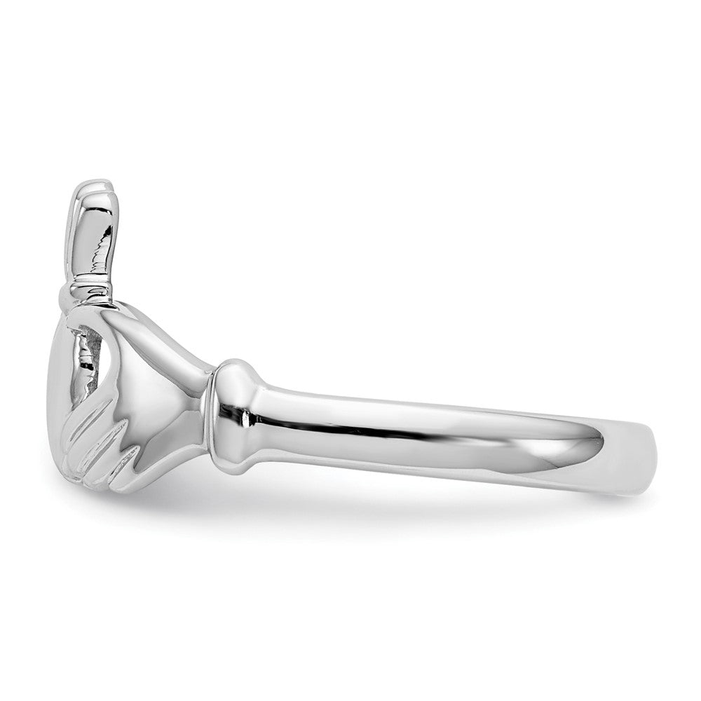 14K Weißgold Claddagh-Ring, poliert
