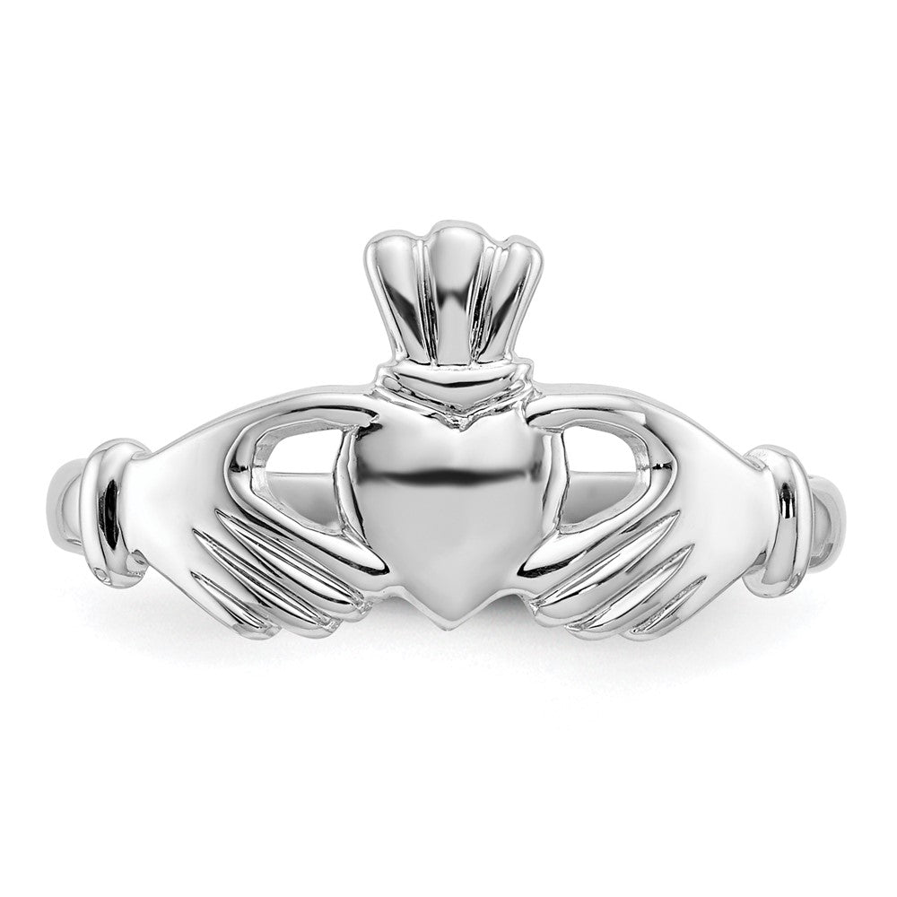 14K Weißgold Claddagh-Ring, poliert