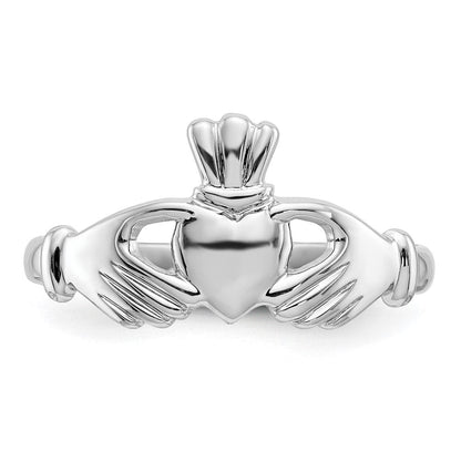 14K Weißgold Claddagh-Ring, poliert