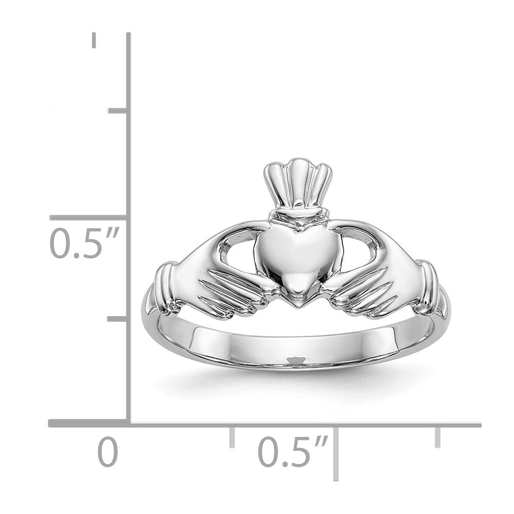14K Weißgold Claddagh-Ring, poliert