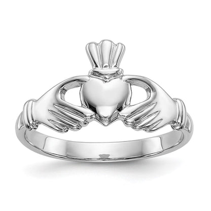 14K Weißgold Claddagh-Ring, poliert