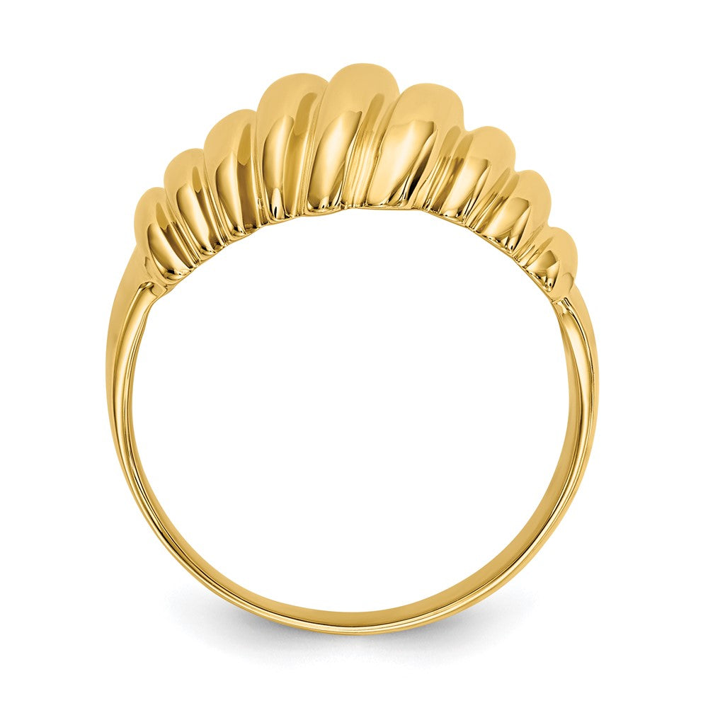 14K Gelbgold Ring mit polierter, gewellter Wölbung