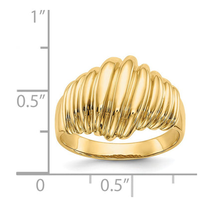 14K Gelbgold Ring mit polierter, gewellter Wölbung