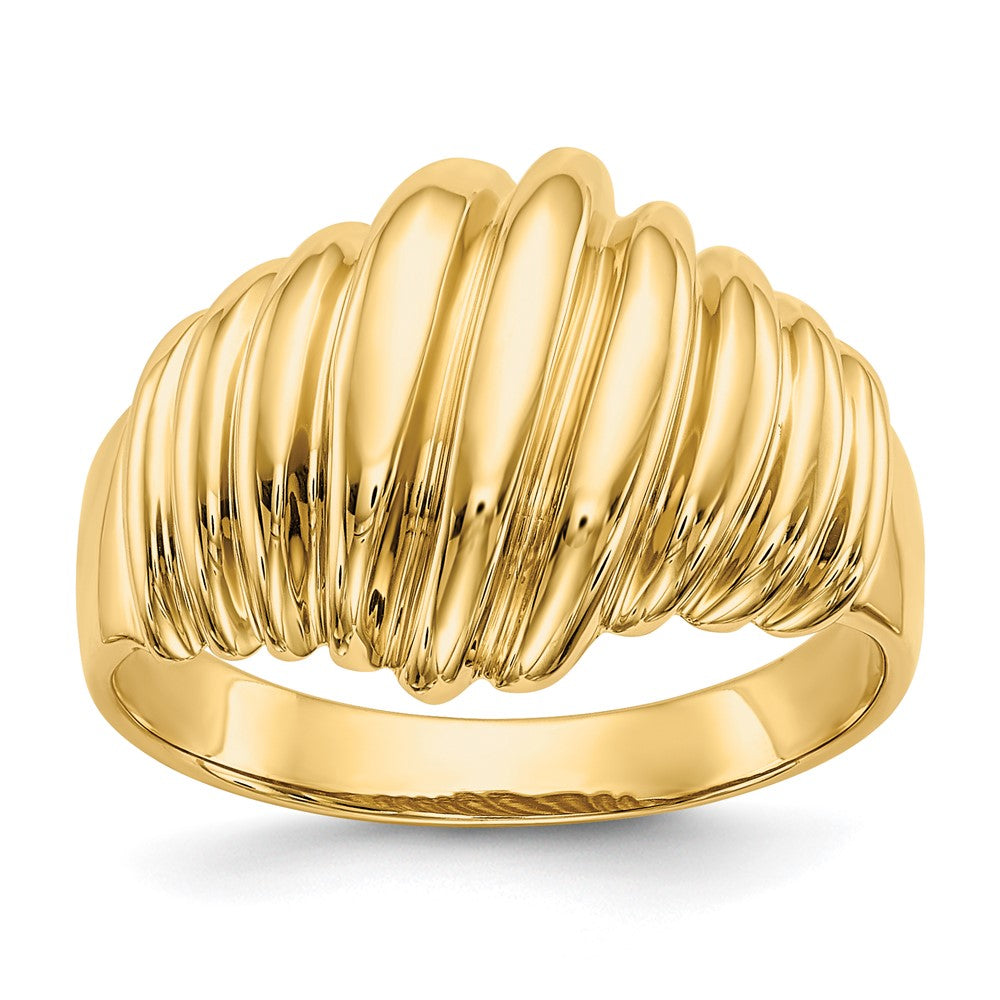14K Gelbgold Ring mit polierter, gewellter Wölbung
