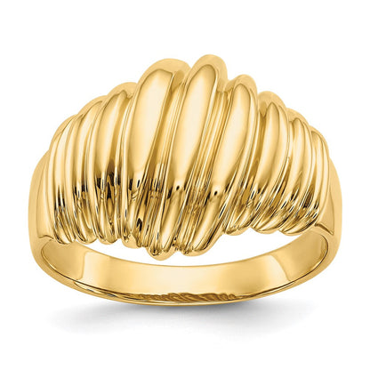14K Gelbgold Ring mit polierter, gewellter Wölbung