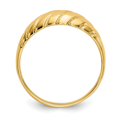 14K Gelbgold polierter Ring mit gewelltem Wulstdesign