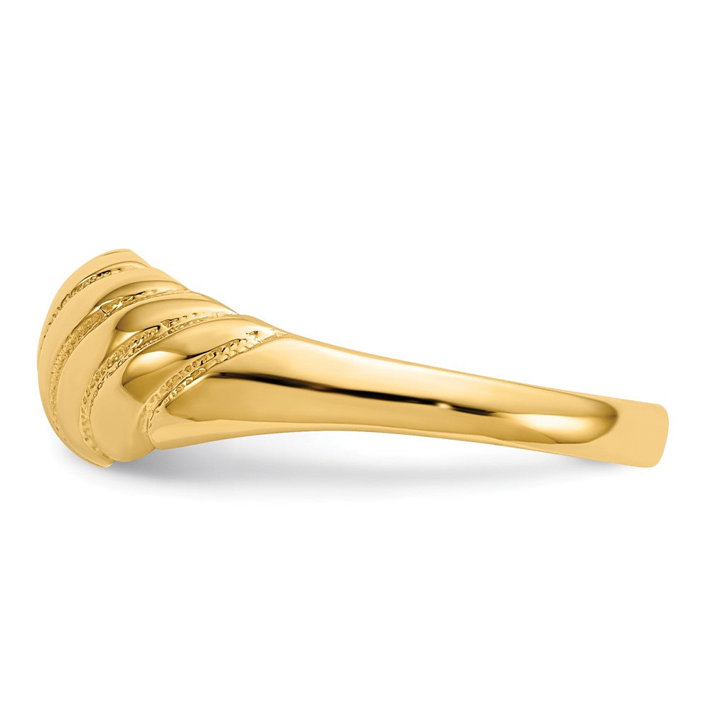 14K Gelbgold polierter Ring mit gewelltem Wulstdesign