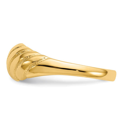 14K Gelbgold polierter Ring mit gewelltem Wulstdesign