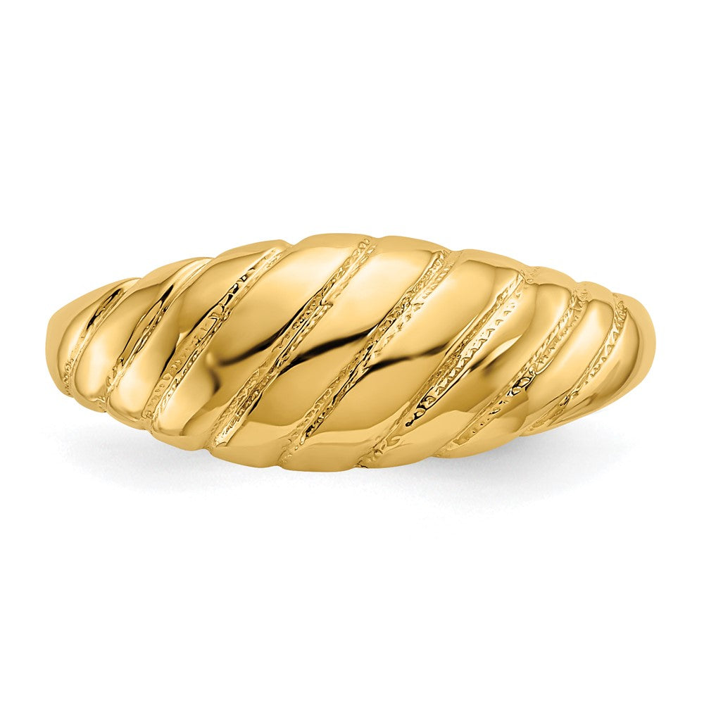 14K Gelbgold polierter Ring mit gewelltem Wulstdesign