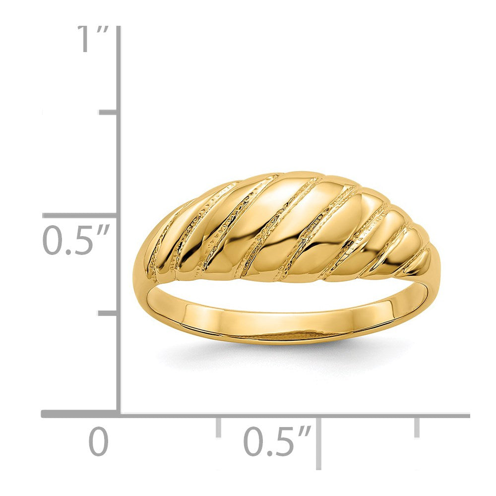 14K Gelbgold polierter Ring mit gewelltem Wulstdesign