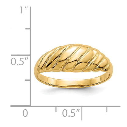 14K Gelbgold polierter Ring mit gewelltem Wulstdesign