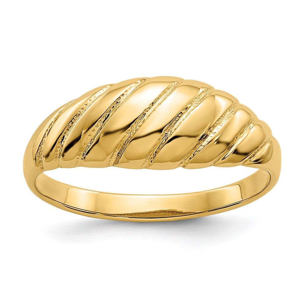 14K Gelbgold polierter Ring mit gewelltem Wulstdesign