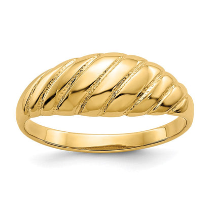 14K Gelbgold polierter Ring mit gewelltem Wulstdesign