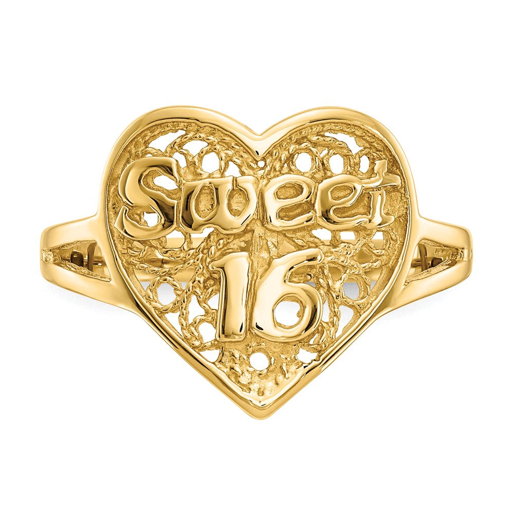 14K Gelbgold Sweet 16 Herz-Ring