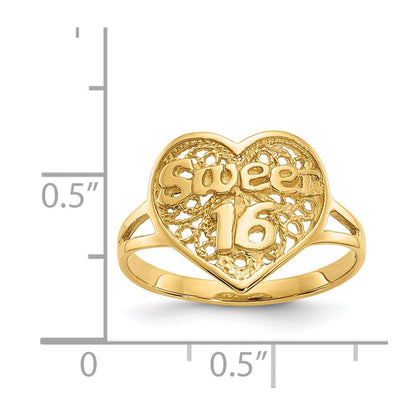 14K Gelbgold Sweet 16 Herz-Ring