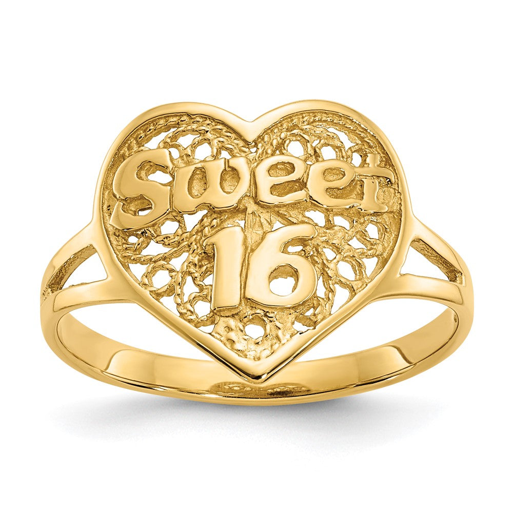 14K Gelbgold Sweet 16 Herz-Ring