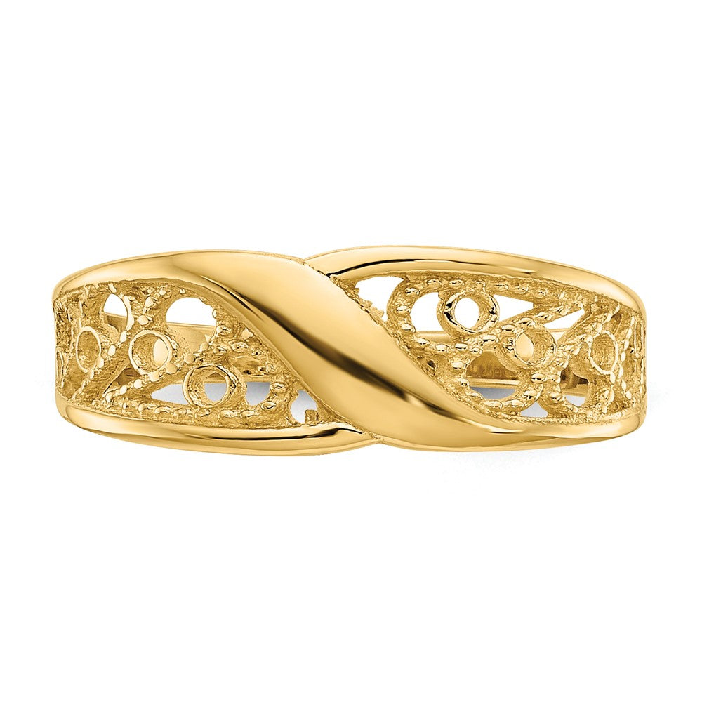 14K Gelbgold polierter Filigran-Ring