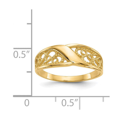 14K Gelbgold polierter Filigran-Ring