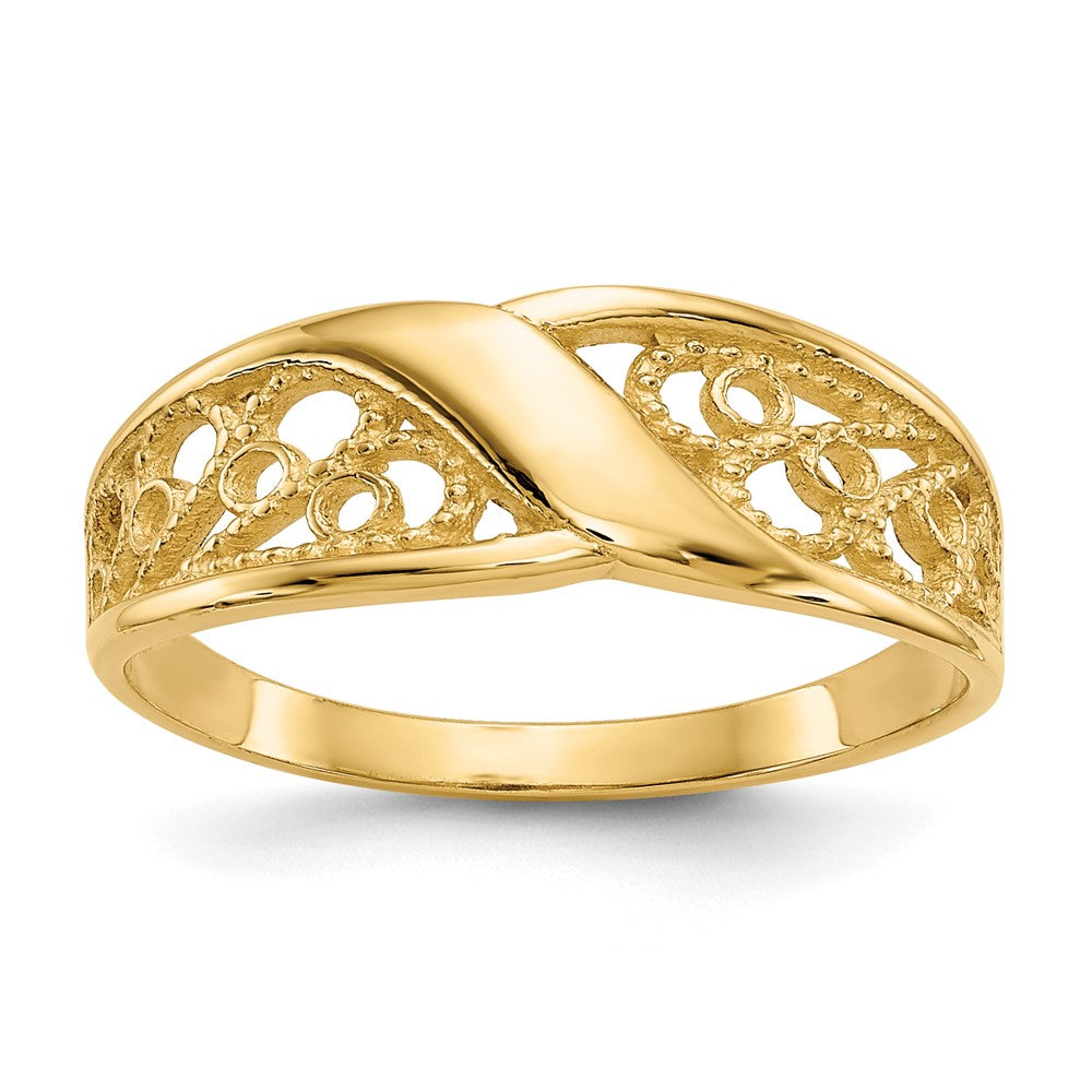 14K Gelbgold polierter Filigran-Ring