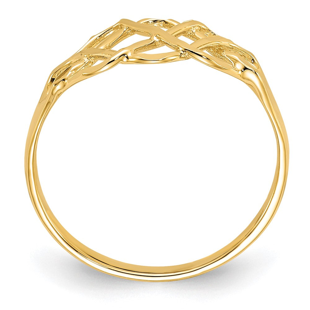 14K Gelbgold Ring, poliert und diamantgeschliffen, Fantasie-Design