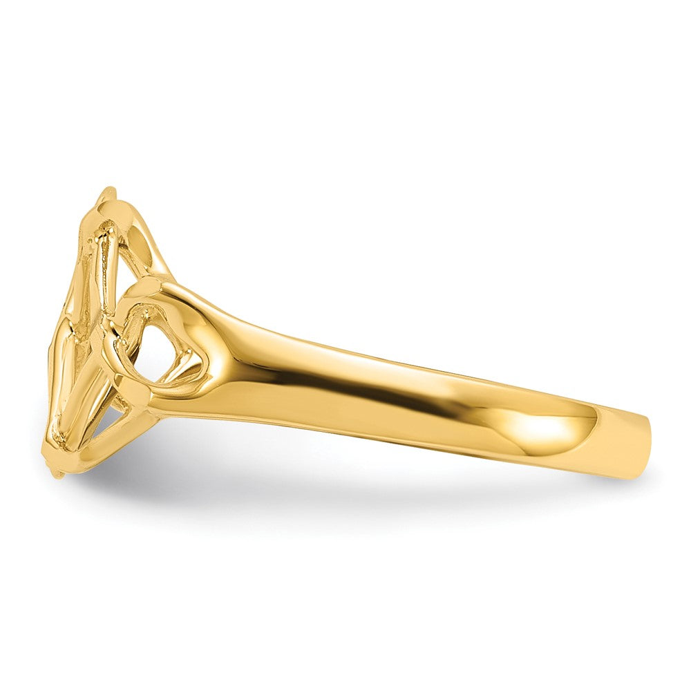 14K Gelbgold Ring, poliert und diamantgeschliffen, Fantasie-Design