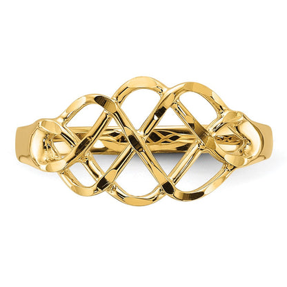 14K Gelbgold Ring, poliert und diamantgeschliffen, Fantasie-Design