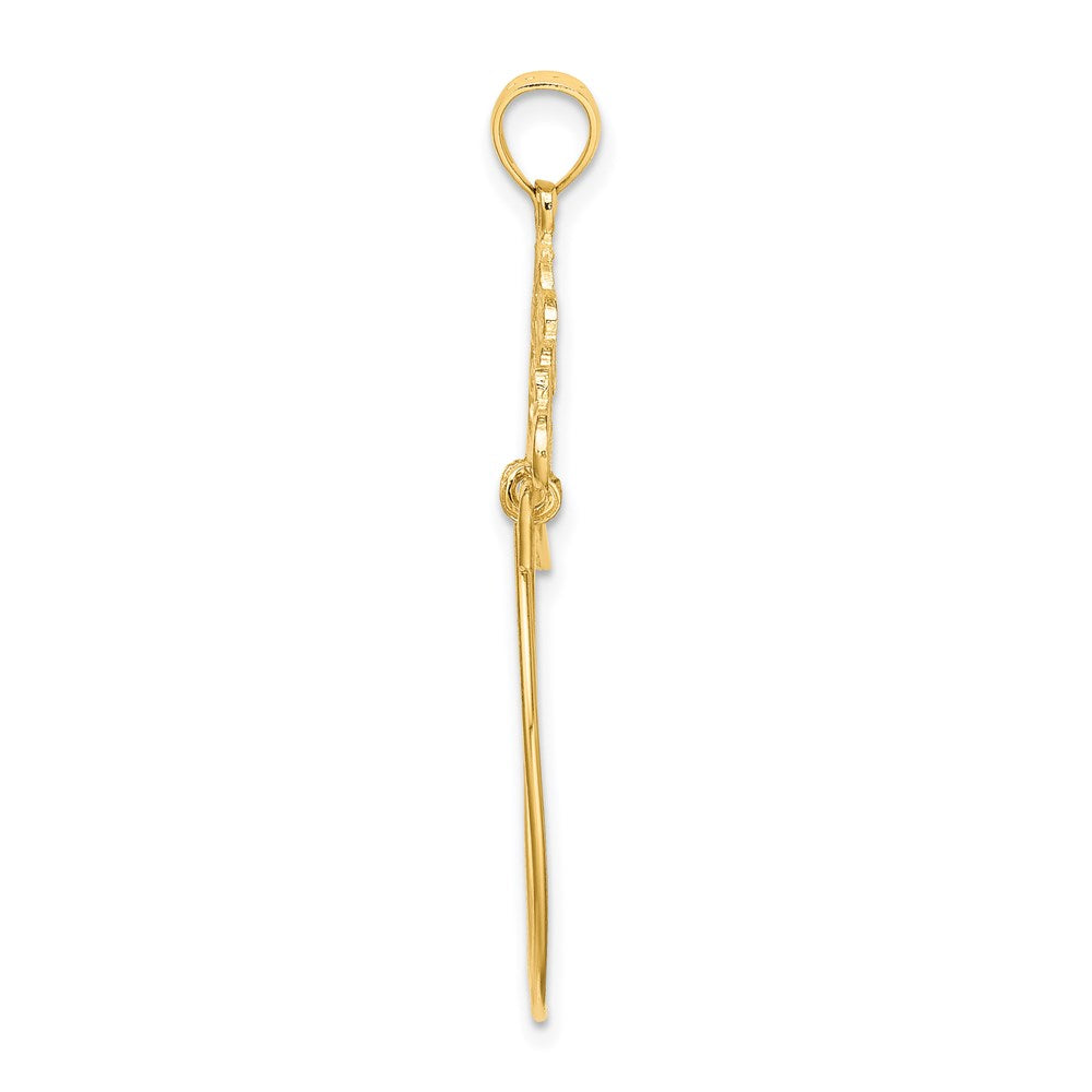 14K Gelbgold Fleur-de-Lis-Ranken-Charmhalter mit Rahmen