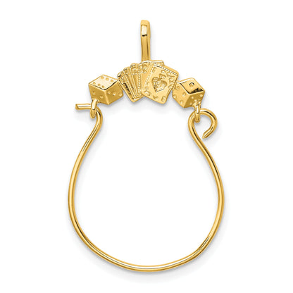 14K Gelbgold Cards und Dice Charm Halter