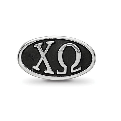 Sterlingsilber Logoart 15.25mm Chi Omega Oval Greek Buchstaben Perle