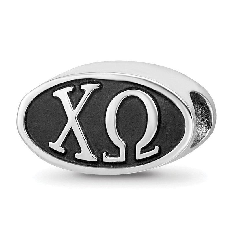 Sterlingsilber Logoart 15.25mm Chi Omega Oval Greek Buchstaben Perle