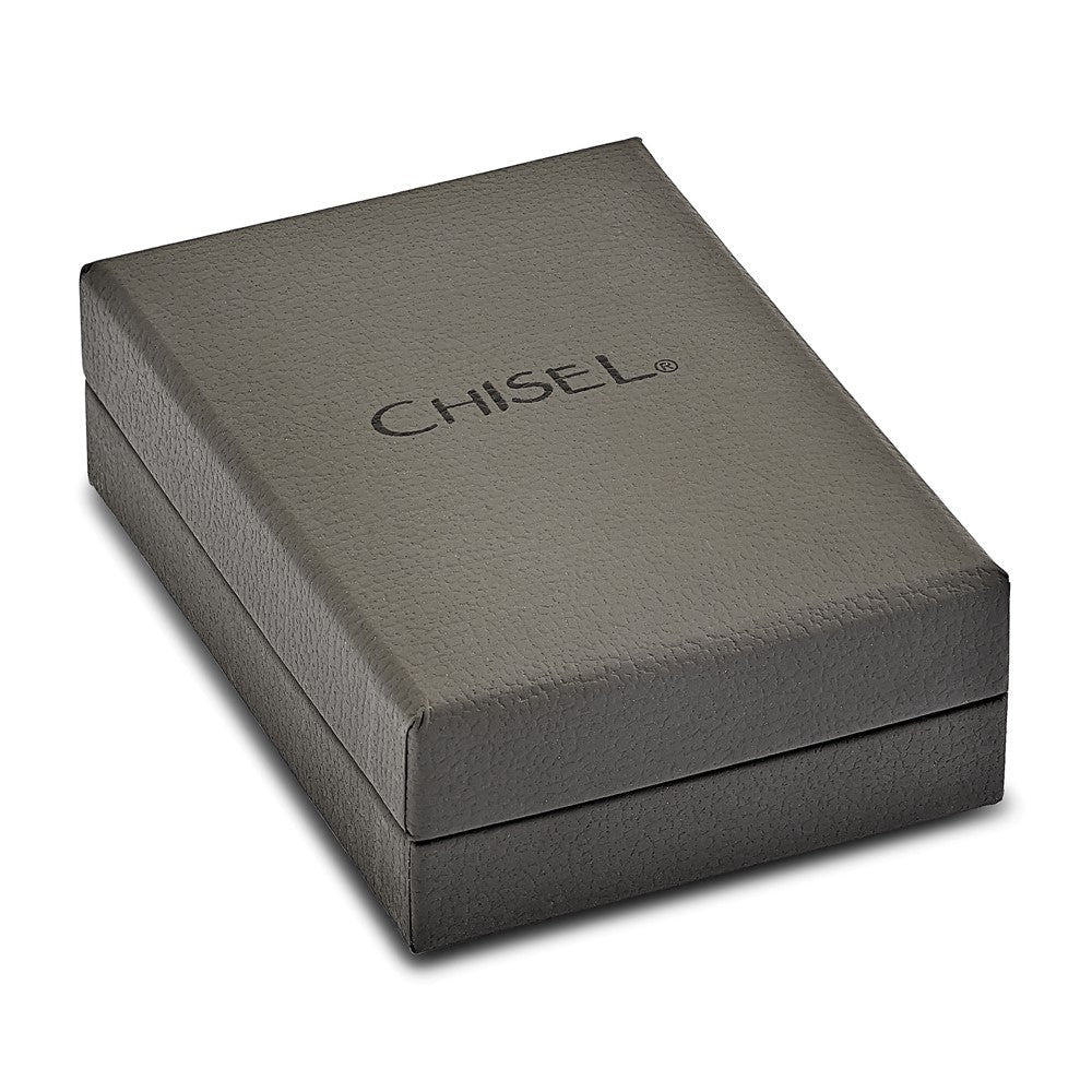 Edelstahl Chisel Antikisiert Gebürstet und Poliert mit Schwarz Zirkonia Kreuz Anhänger auf A 22 Zoll Kugel Halskette