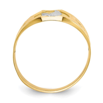 14K Gelbgold und Rhodium Herren Adler Ring