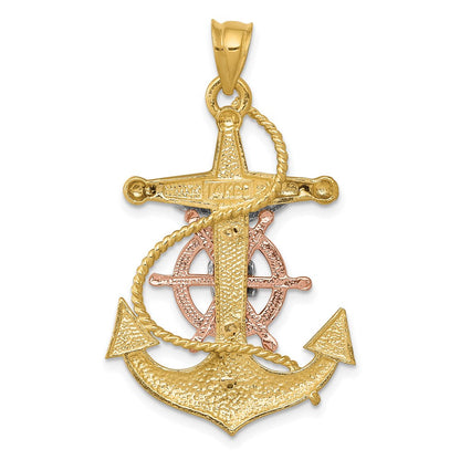 14K Tricolor-Gold Anker-Kreuz-Anhänger