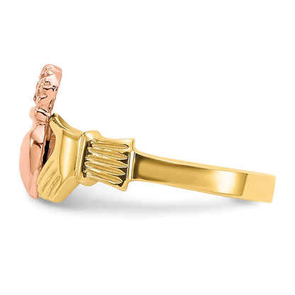 14K Bicolor Gold Polierter Claddagh-Ring