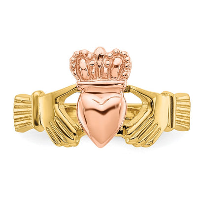 14K Bicolor Gold Polierter Claddagh-Ring