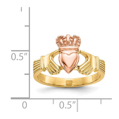 14K Bicolor Gold Polierter Claddagh-Ring