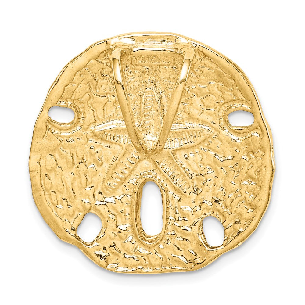 14K Gelbgold Poliert Passt Up To 8mm auf Both Klein Sand Dollar Anhänger