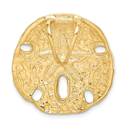 14K Gelbgold Poliert Passt Up To 8mm auf Both Klein Sand Dollar Anhänger