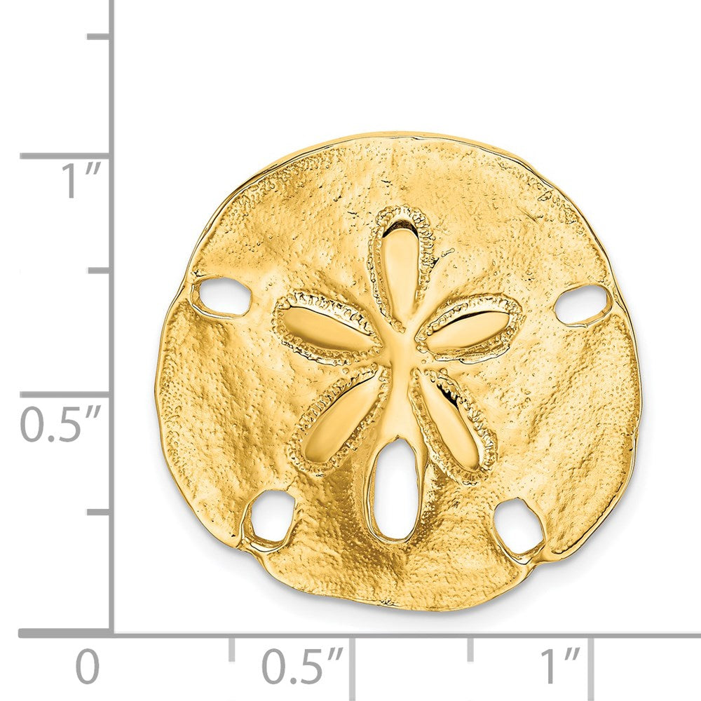 14K Gelbgold Poliert Passt Up To 8mm auf Both Klein Sand Dollar Anhänger