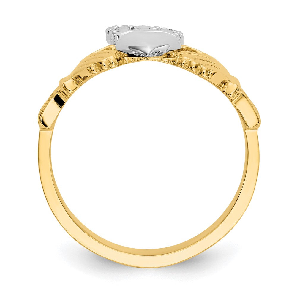 14K Bicolor-Gold Claddagh-Ring, poliert