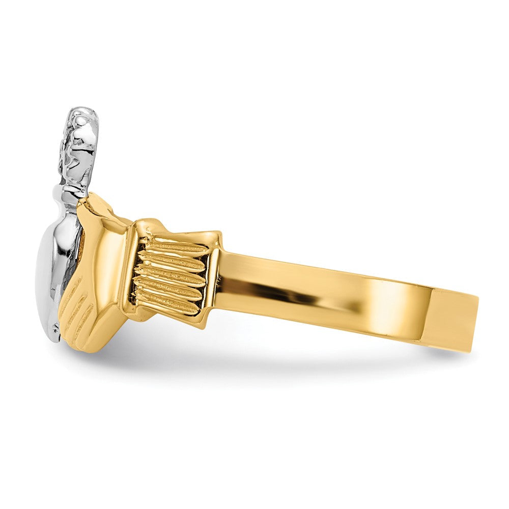 14K Bicolor-Gold Claddagh-Ring, poliert